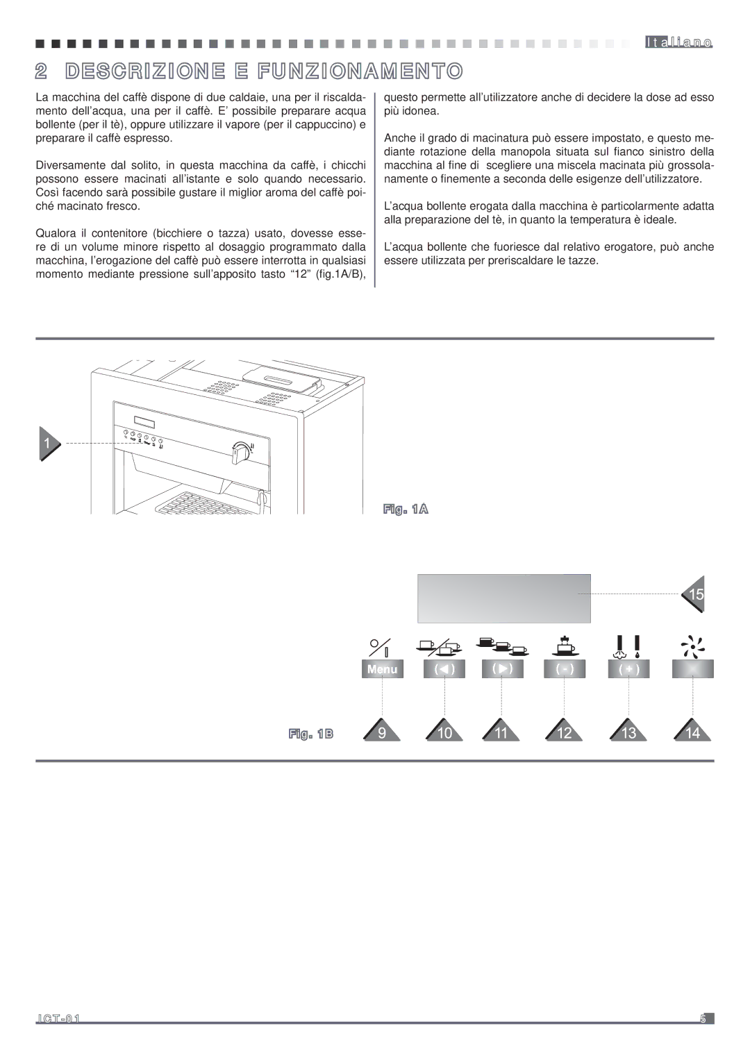 Fagor America MQC-A10 US manual Descrizione E Funzionamento 