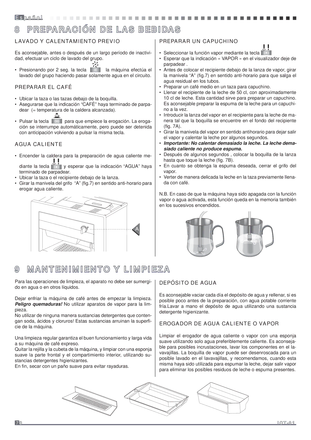 Fagor America MQC-A10 US manual Preparación DE LAS Bebidas, Mantenimiento Y Limpieza 