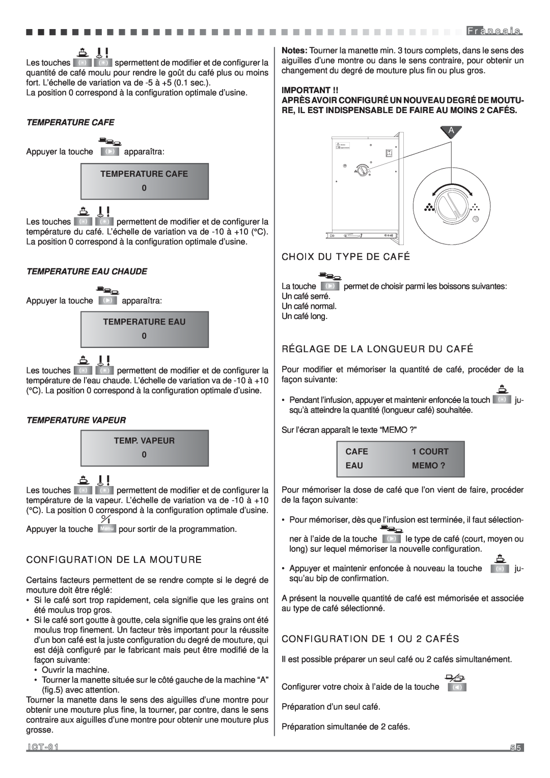 Fagor America MQC-A10 US manual Choix Du Type De Café, Réglage De La Longueur Du Café, Configuration De La Mouture 