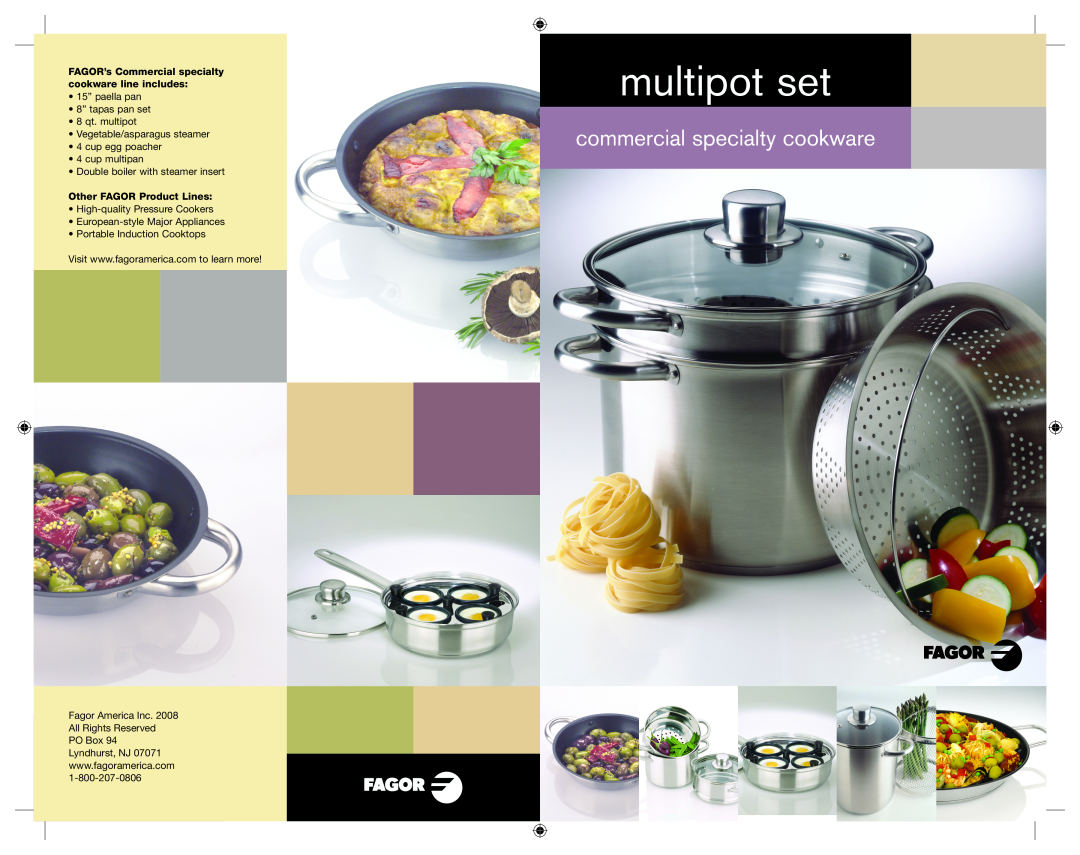 Fagor America none manual multipot set, commercial specialty cookware, Other FAGOR Product Lines 