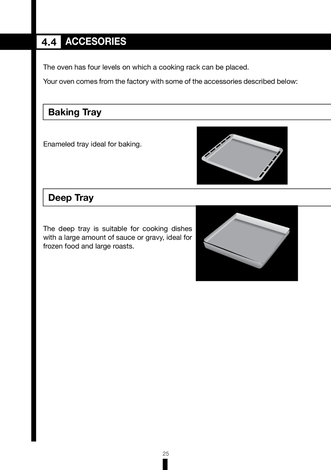 Fagor America RFA-244 DF, RFA-365 DF manual Accesories, Baking Tray, Deep Tray 