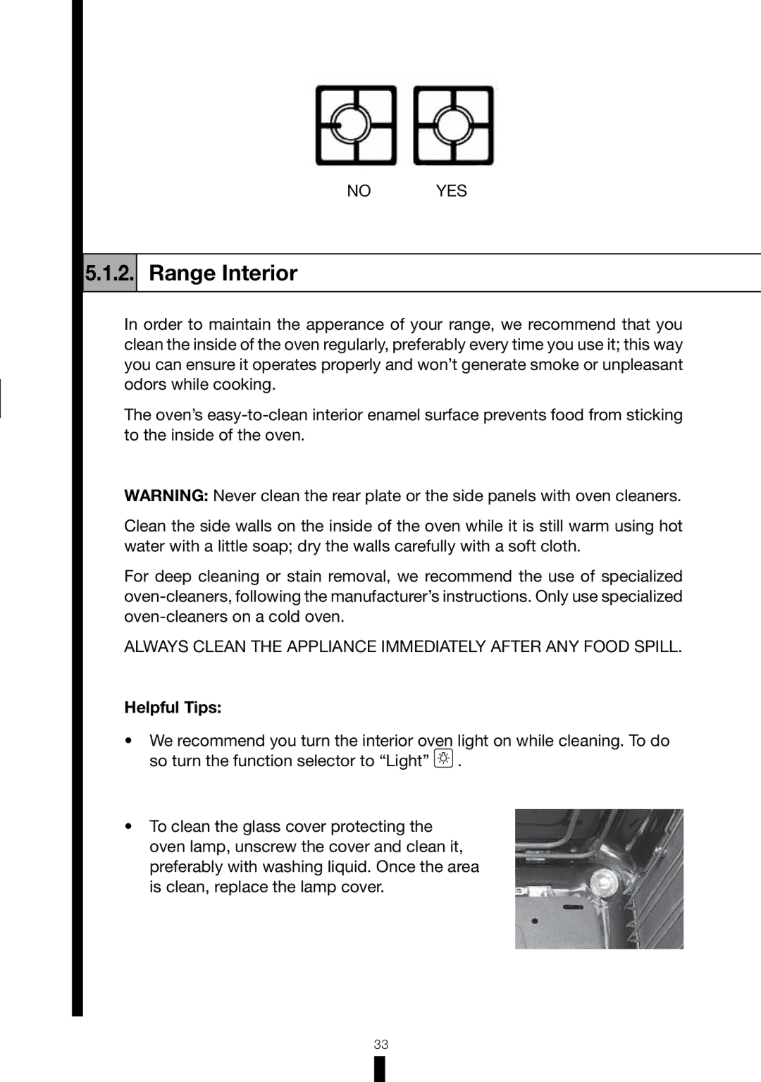 Fagor America RFA-244 DF, RFA-365 DF manual Range Interior, Helpful Tips 