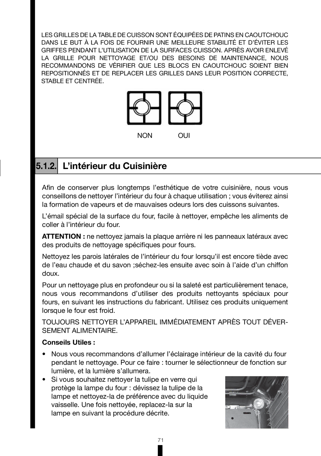 Fagor America RFA-244 DF, RFA-365 DF manual 2. L’intérieur du Cuisinière, Conseils Utiles 