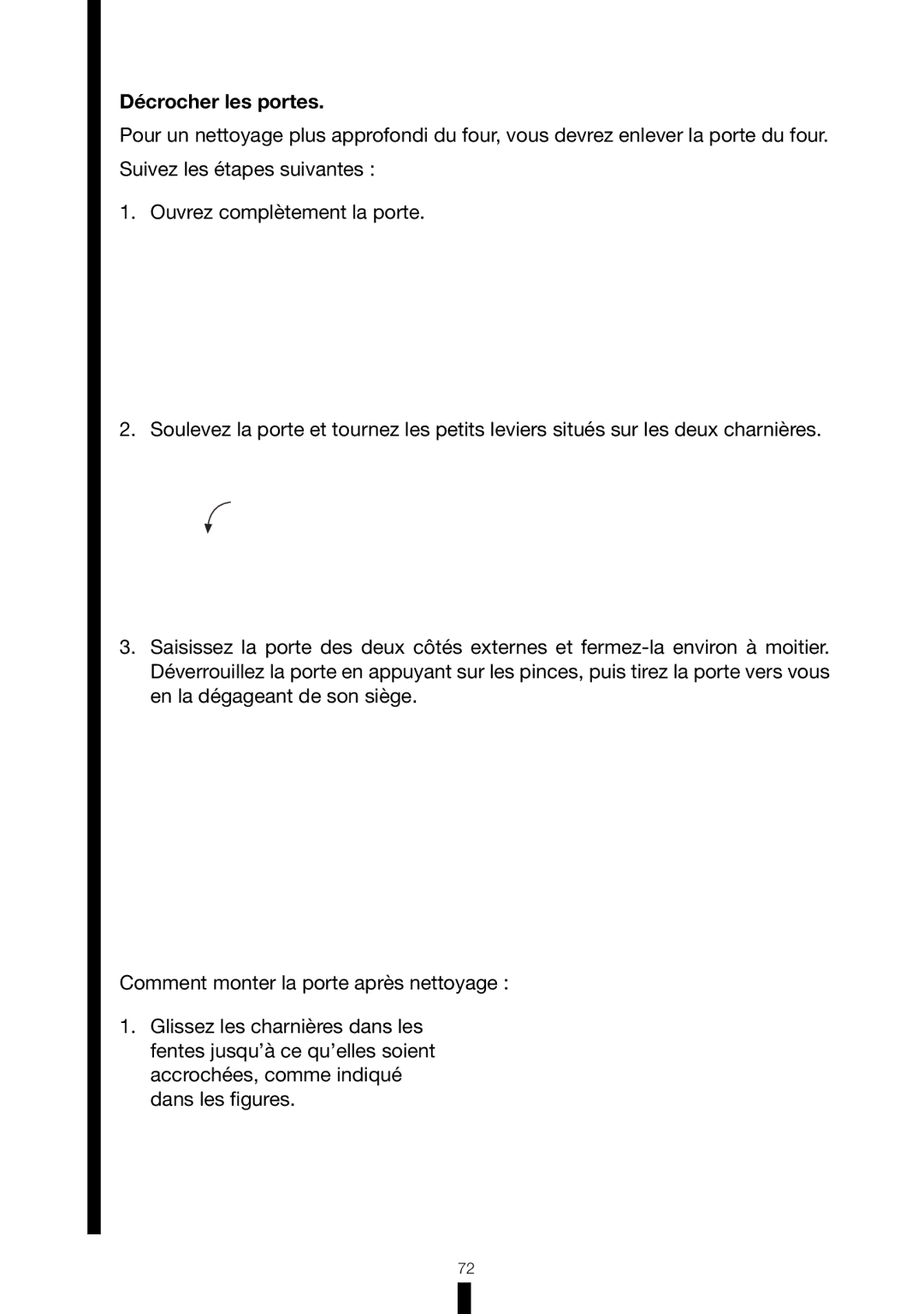 Fagor America RFA-365 DF, RFA-244 DF manual Décrocher les portes 