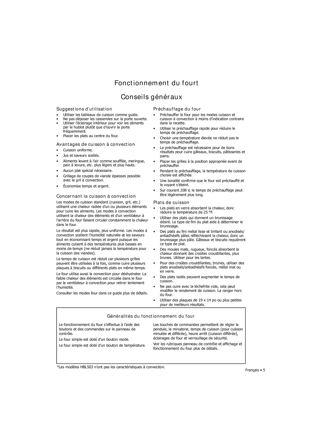 Fagor America SHA-730 X manual Fonctionnement du fourt Conseils généraux 