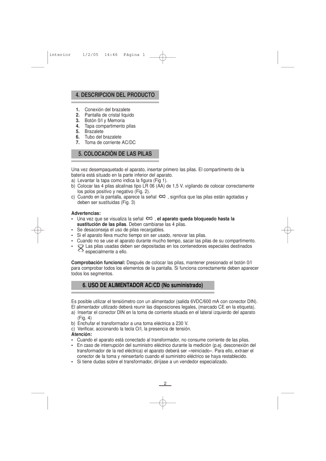 Fagor America ts8-10 manuel dutilisation Descripcion DEL Producto, Colocación DE LAS Pilas, Advertencias, Atención 