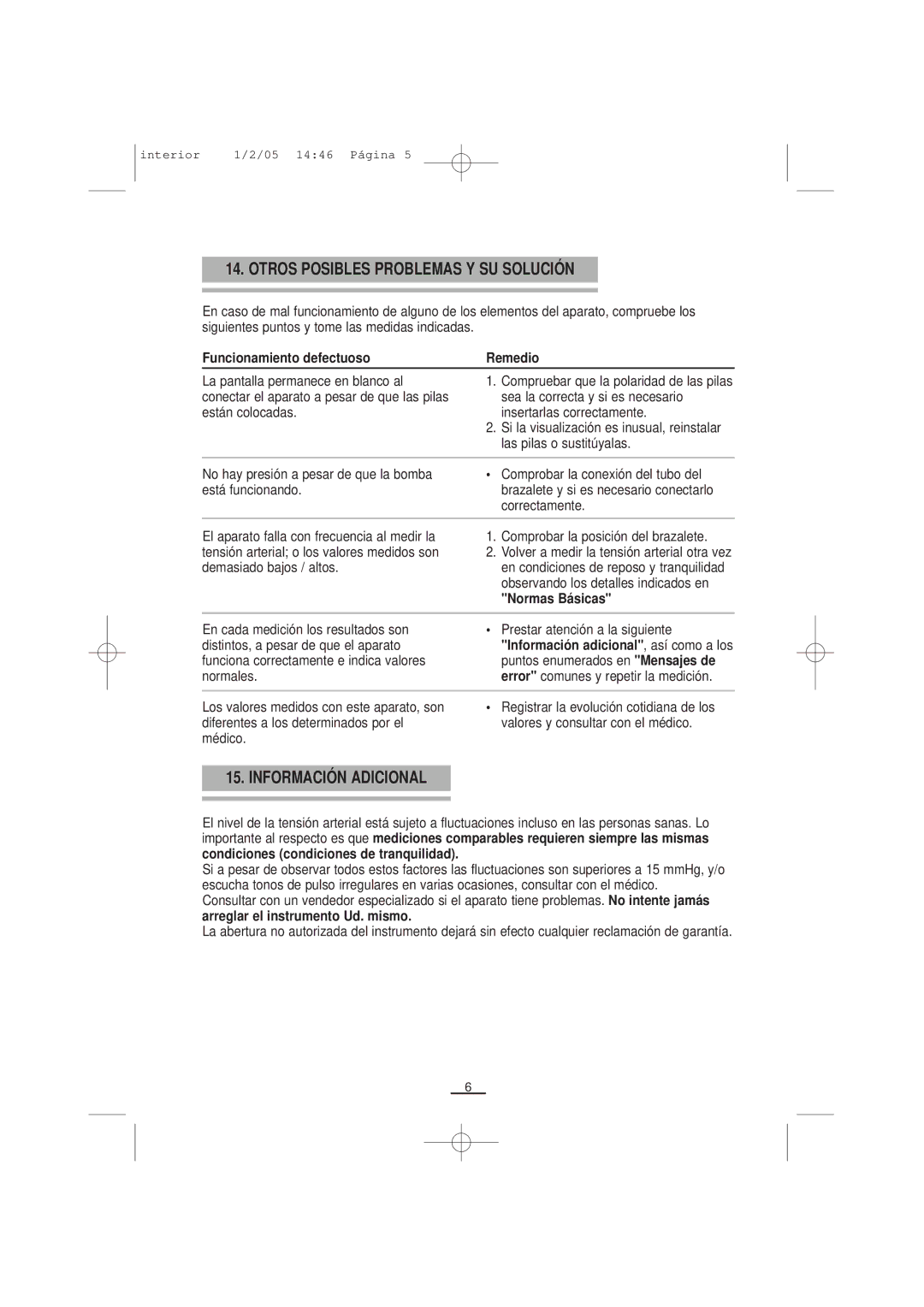 Fagor America ts8-10 Otros Posibles Problemas Y SU Solución, Información Adicional, Funcionamiento defectuoso Remedio 