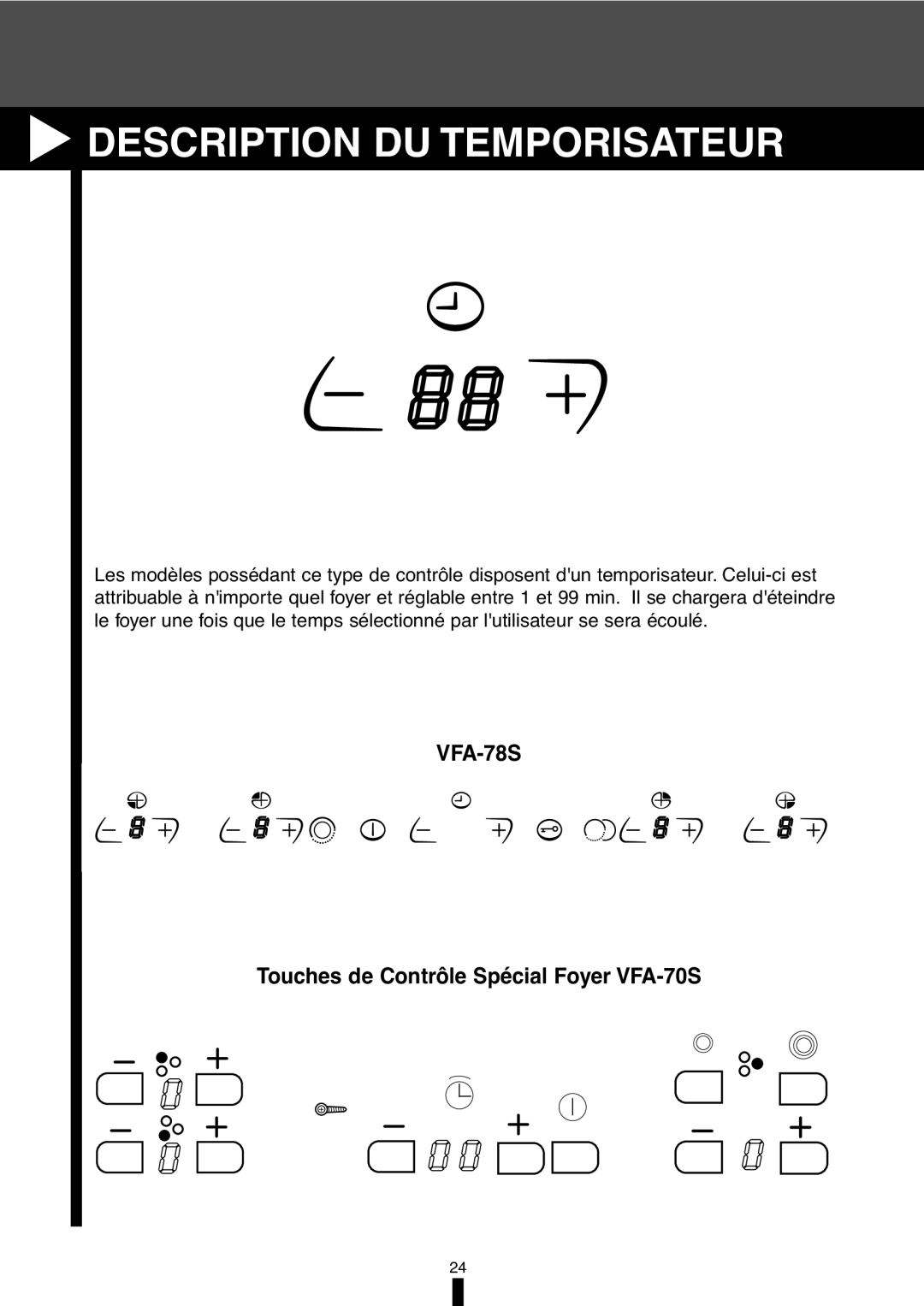 Fagor America VFA-78 S, VFA-70 S manual Description DU Temporisateur 