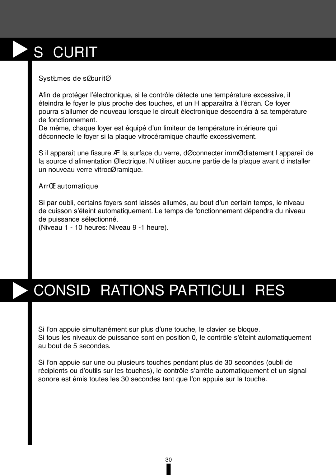 Fagor America VFA-78 S, VFA-70 S manual Sécurité, Considérations Particuliéres, Systèmes de sécurité, Arrêt automatique 