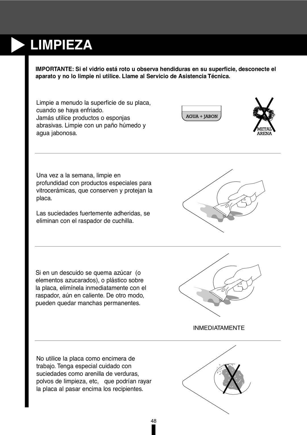 Fagor America VFA-78 S, VFA-70 S manual Limpieza, Inmediatamente 