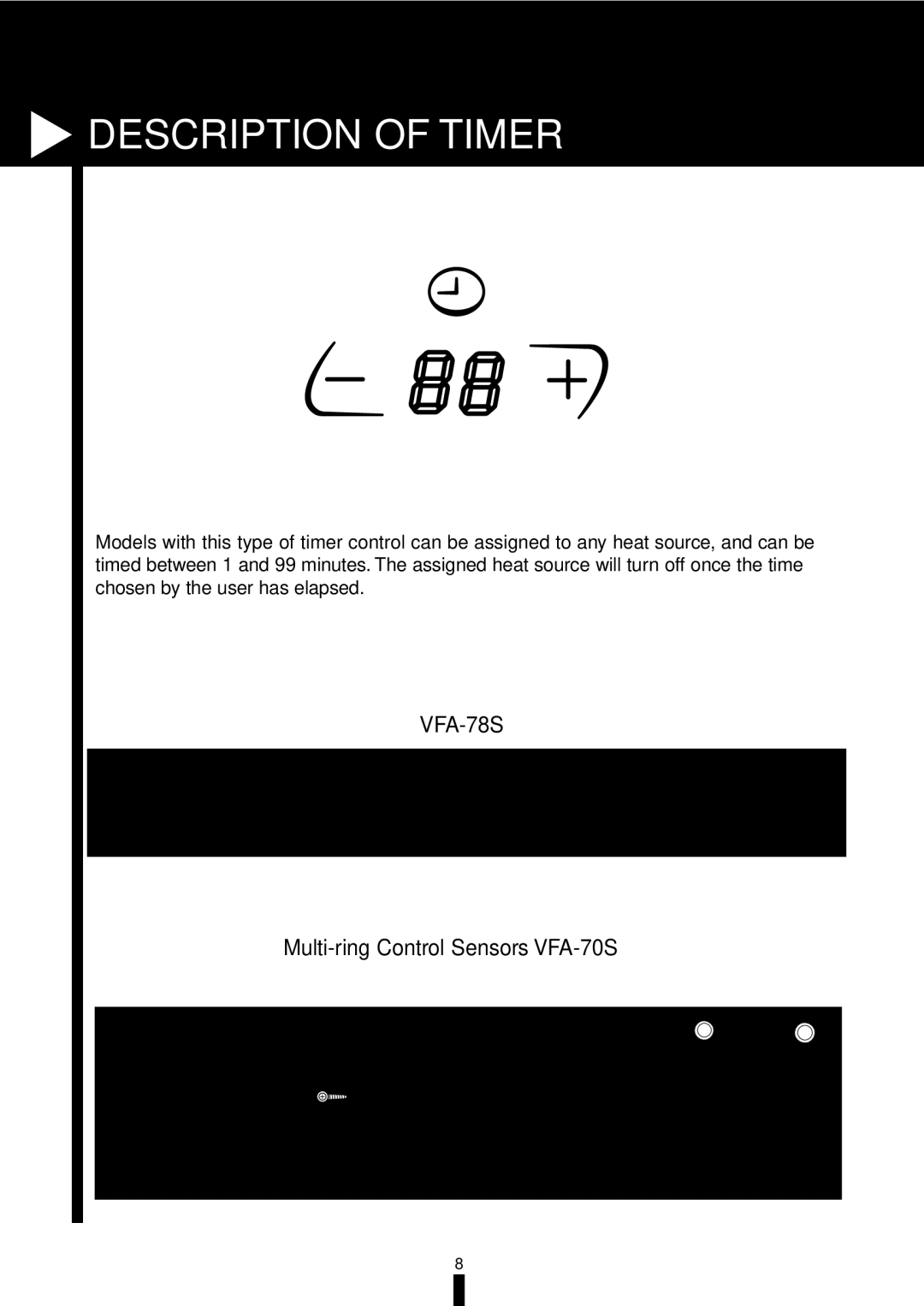 Fagor America VFA-78 S, VFA-70 S manual Description of Timer 