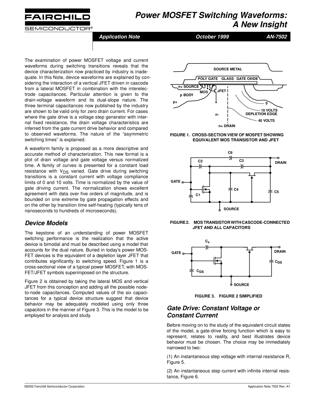 Fairchild AN-7502 manual Device Models, Gate Drive Constant Voltage or Constant Current 