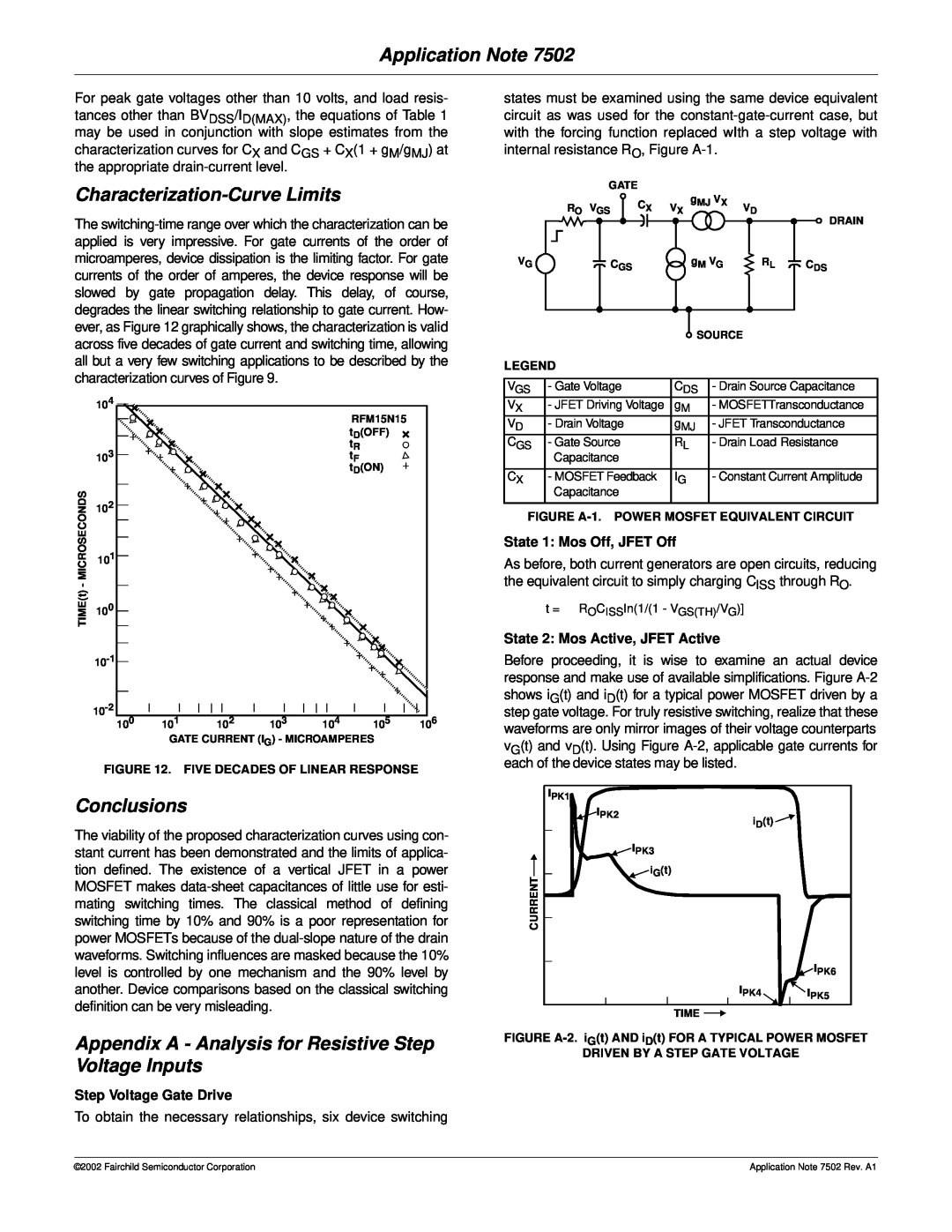 Fairchild AN-7502 Characterization-Curve Limits, Conclusions, Appendix A - Analysis for Resistive Step Voltage Inputs 