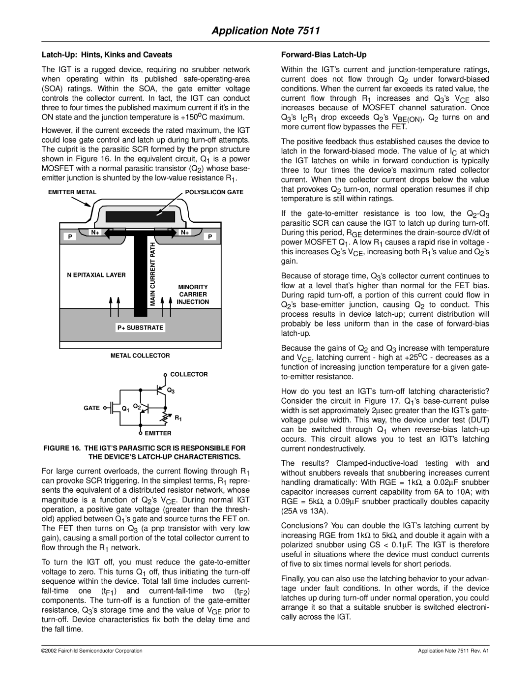 Fairchild AN-7511 manual Latch-Up Hints, Kinks and Caveats, Forward-Bias Latch-Up 