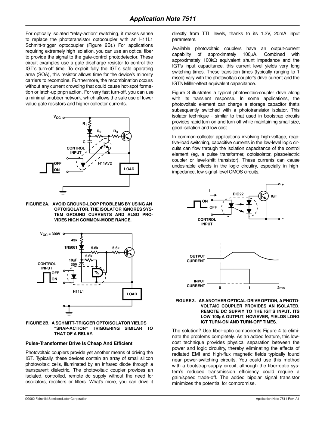 Fairchild AN-7511 manual Application Note, Pulse-Transformer Drive Is Cheap And Efficient 