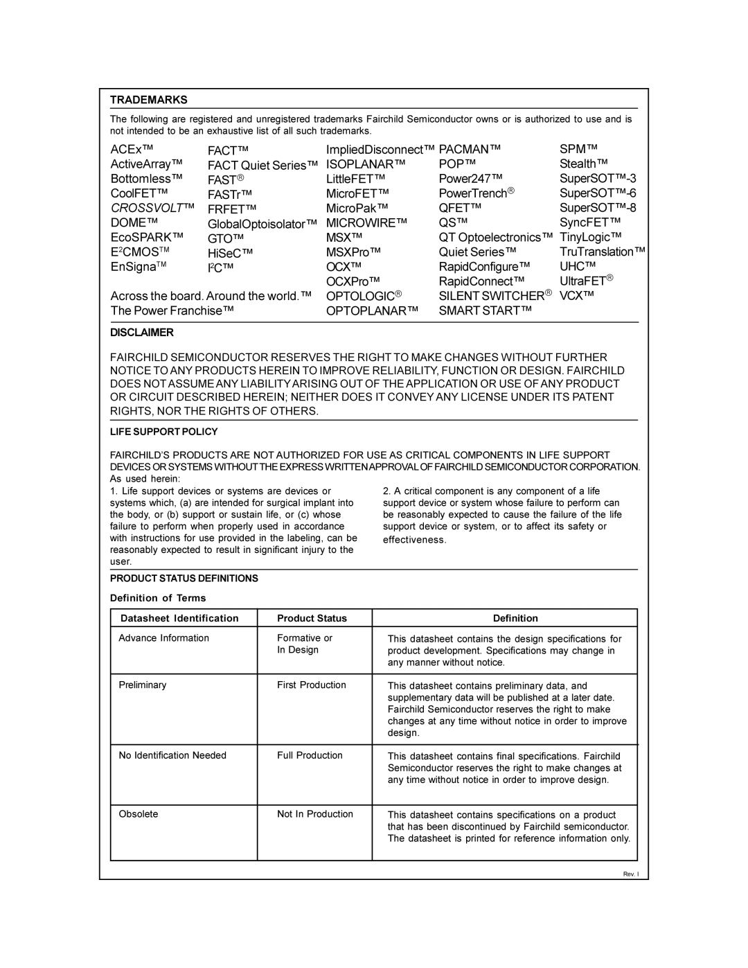 Fairchild BSS84 manual Crossvolt 