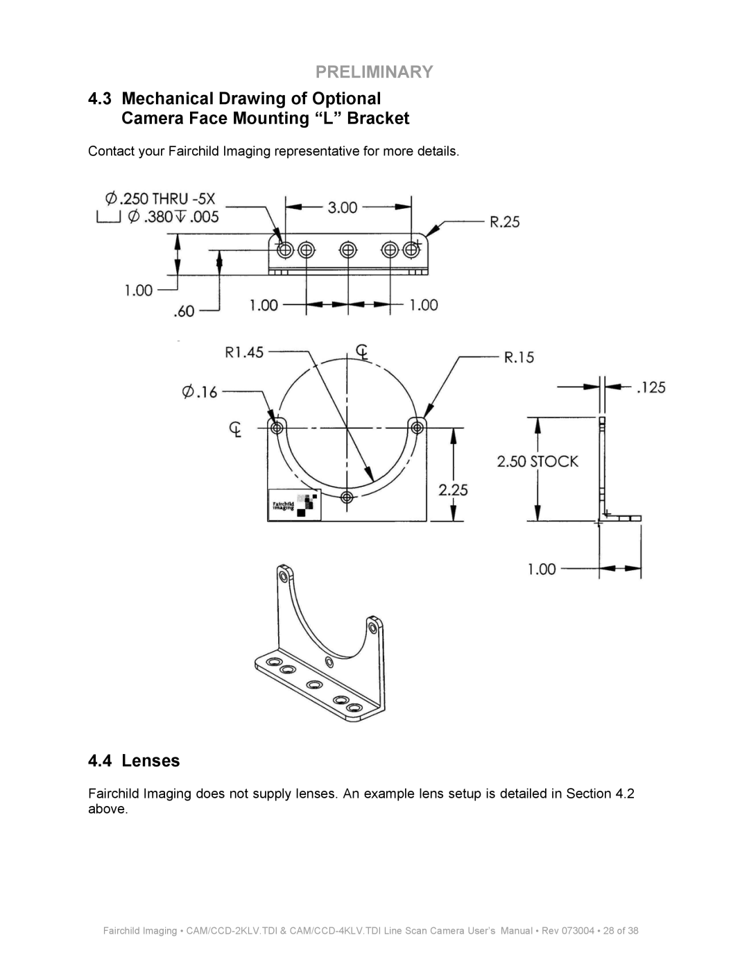 Fairchild CAM CCD-2KLV.TDI user manual Preliminary 