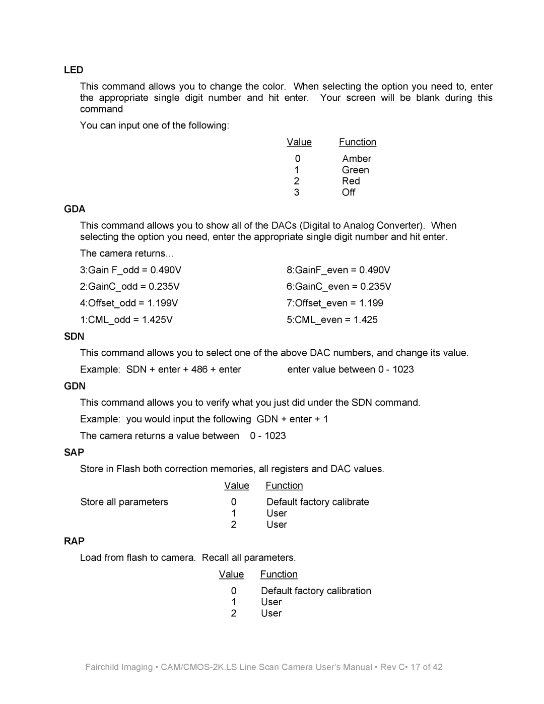 Fairchild CAM/CMOS-2K.LS user manual Led 