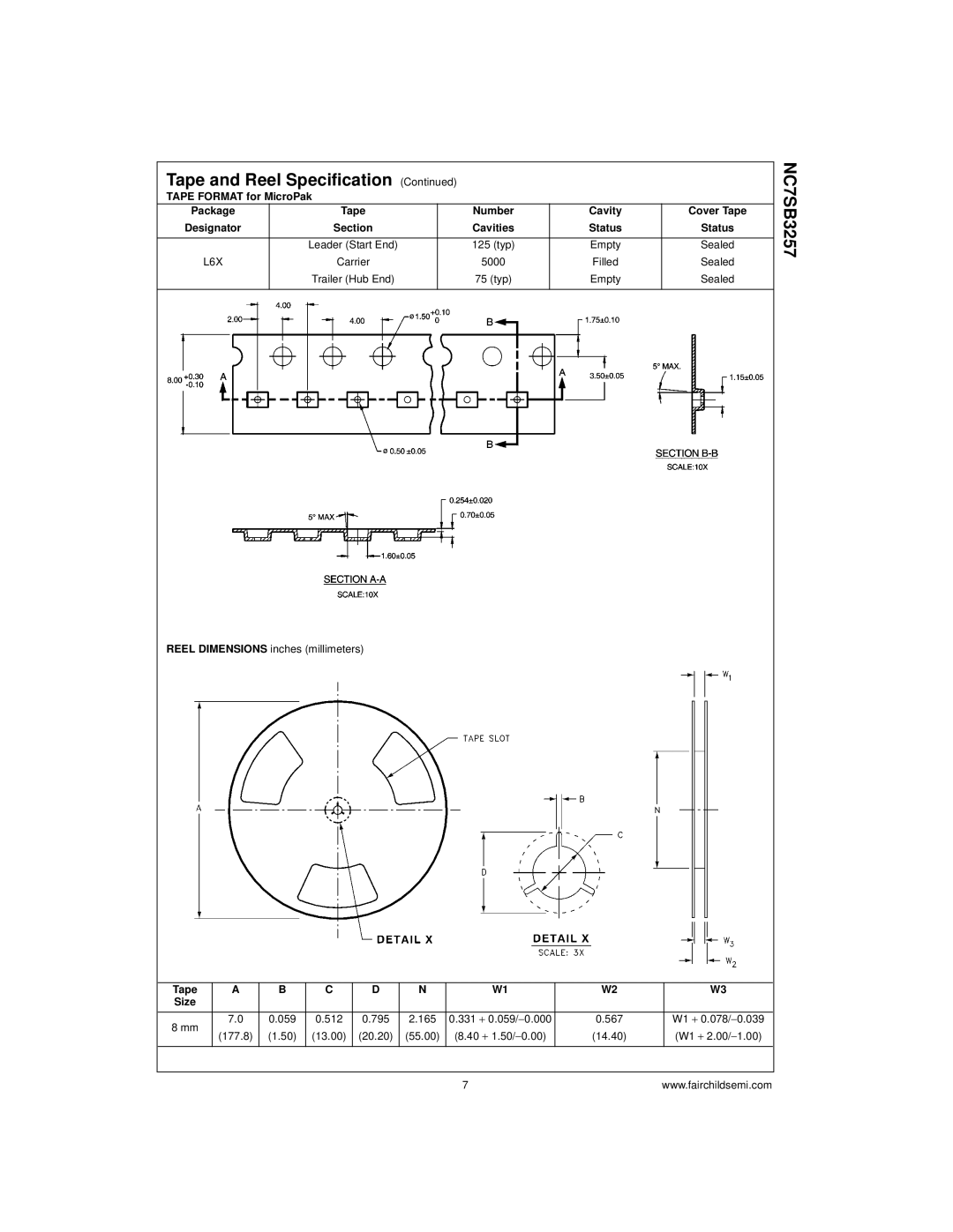 Fairchild NC7SB3257 manual L6X 