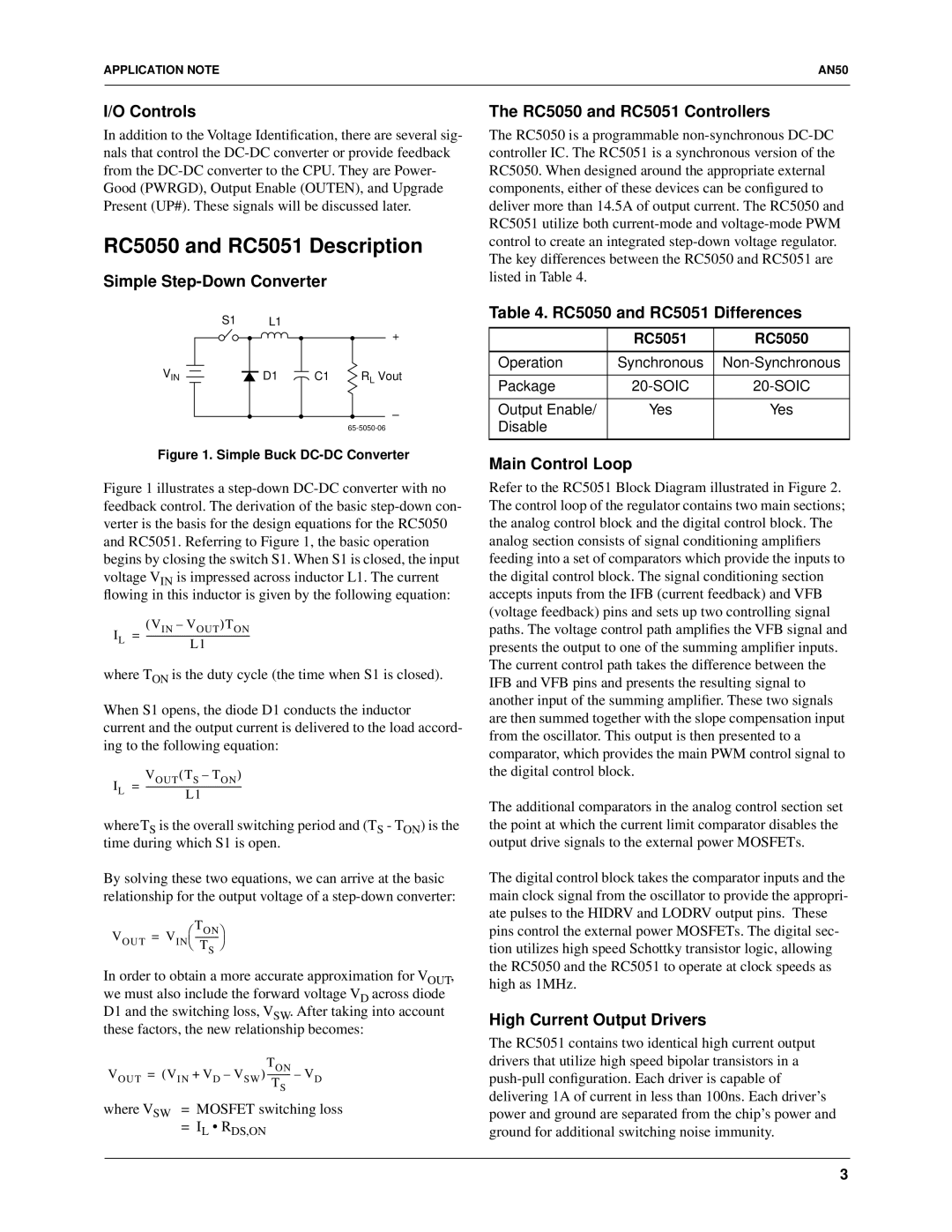 Fairchild specifications RC5050 and RC5051 Description 