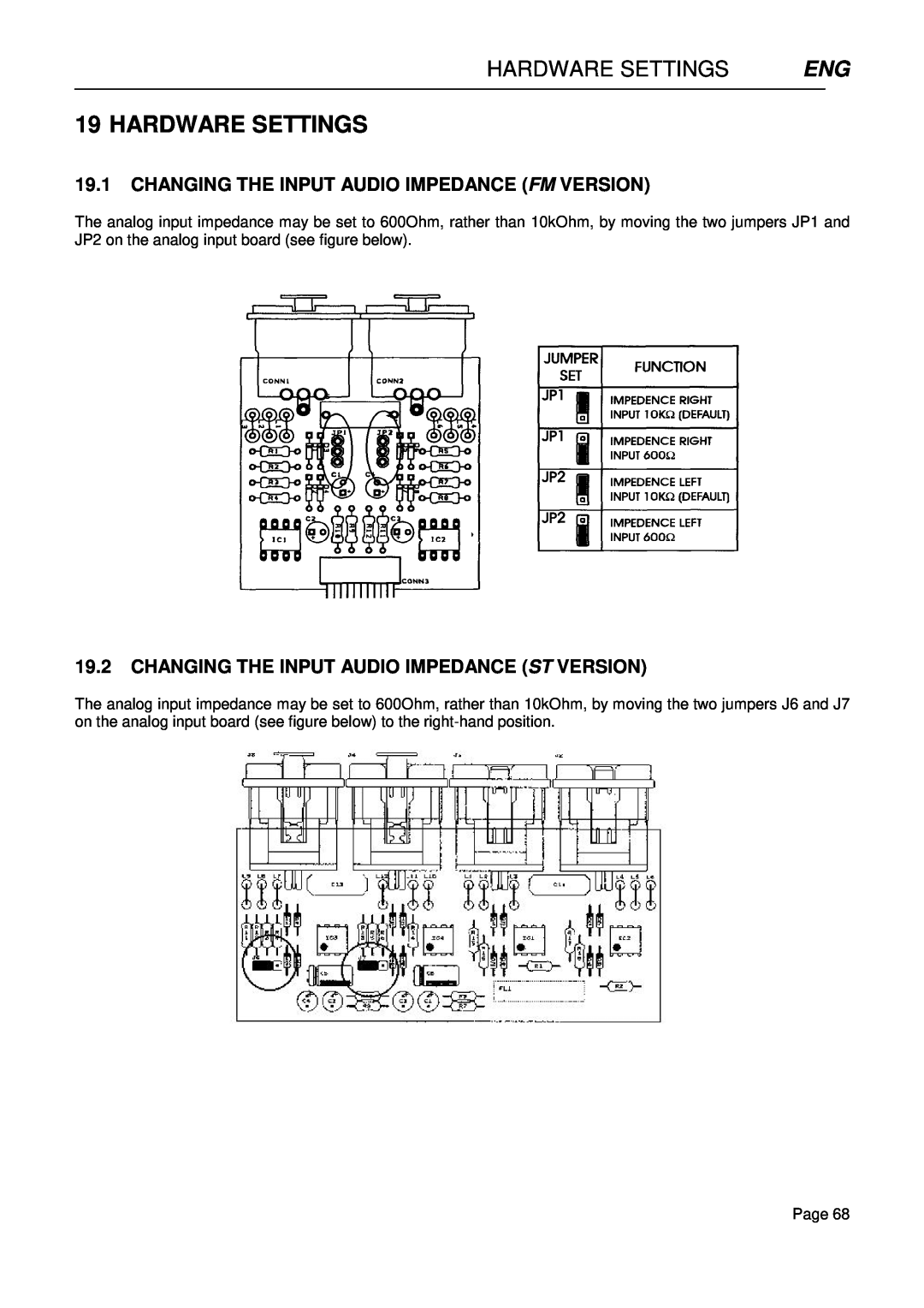 Falcon 15 manual Hardware Settings 