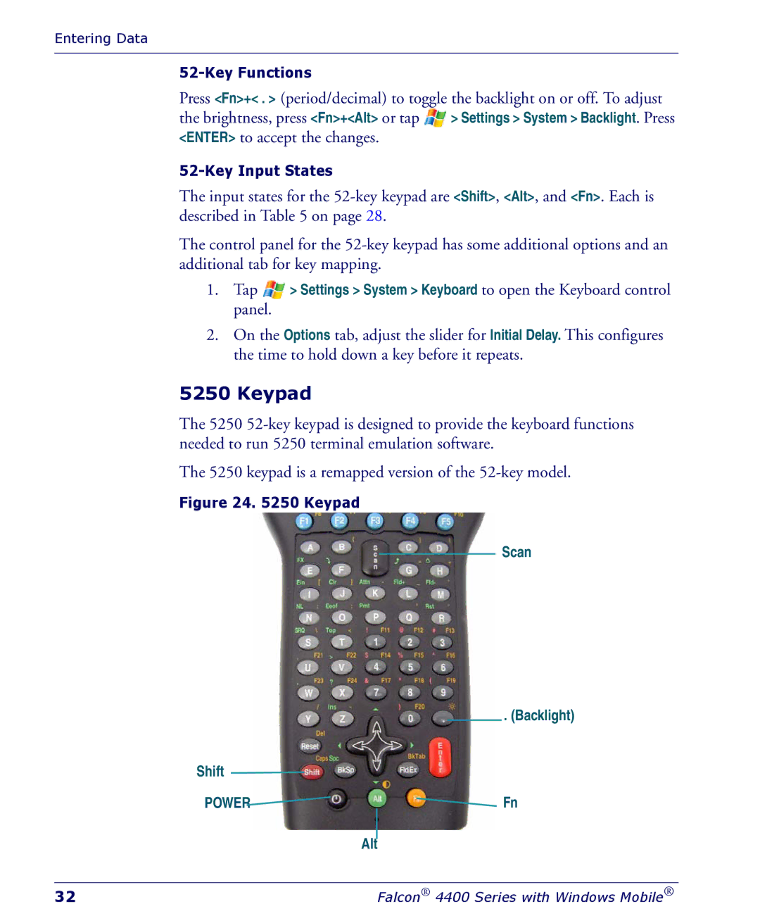 Falcon 4400 manual Keypad 