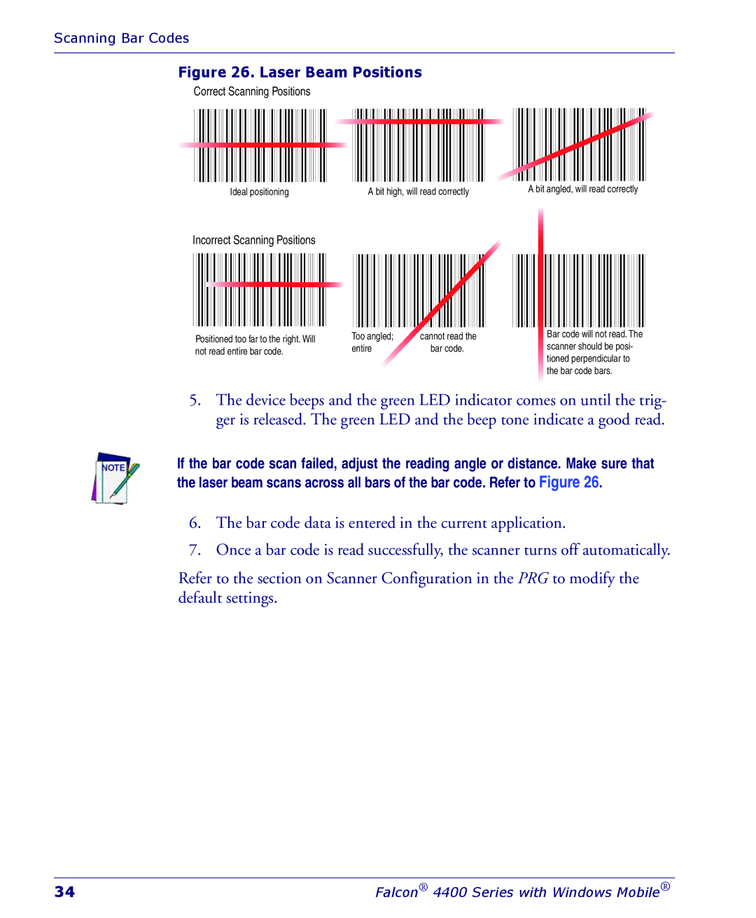 Falcon 4400 manual Laser Beam Positions 