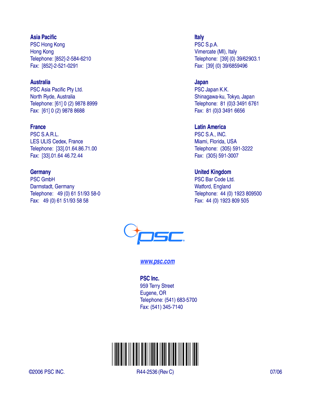 Falcon 4400 manual Asia Pacific Italy, Australia Japan, France Latin America, Germany United Kingdom 