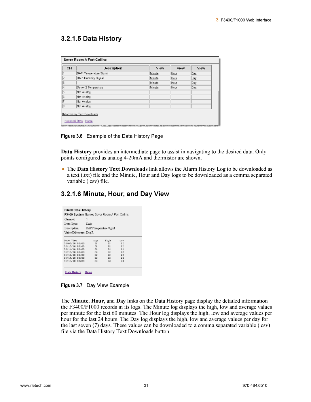 Falcon F3400, F1000 manual Data History 