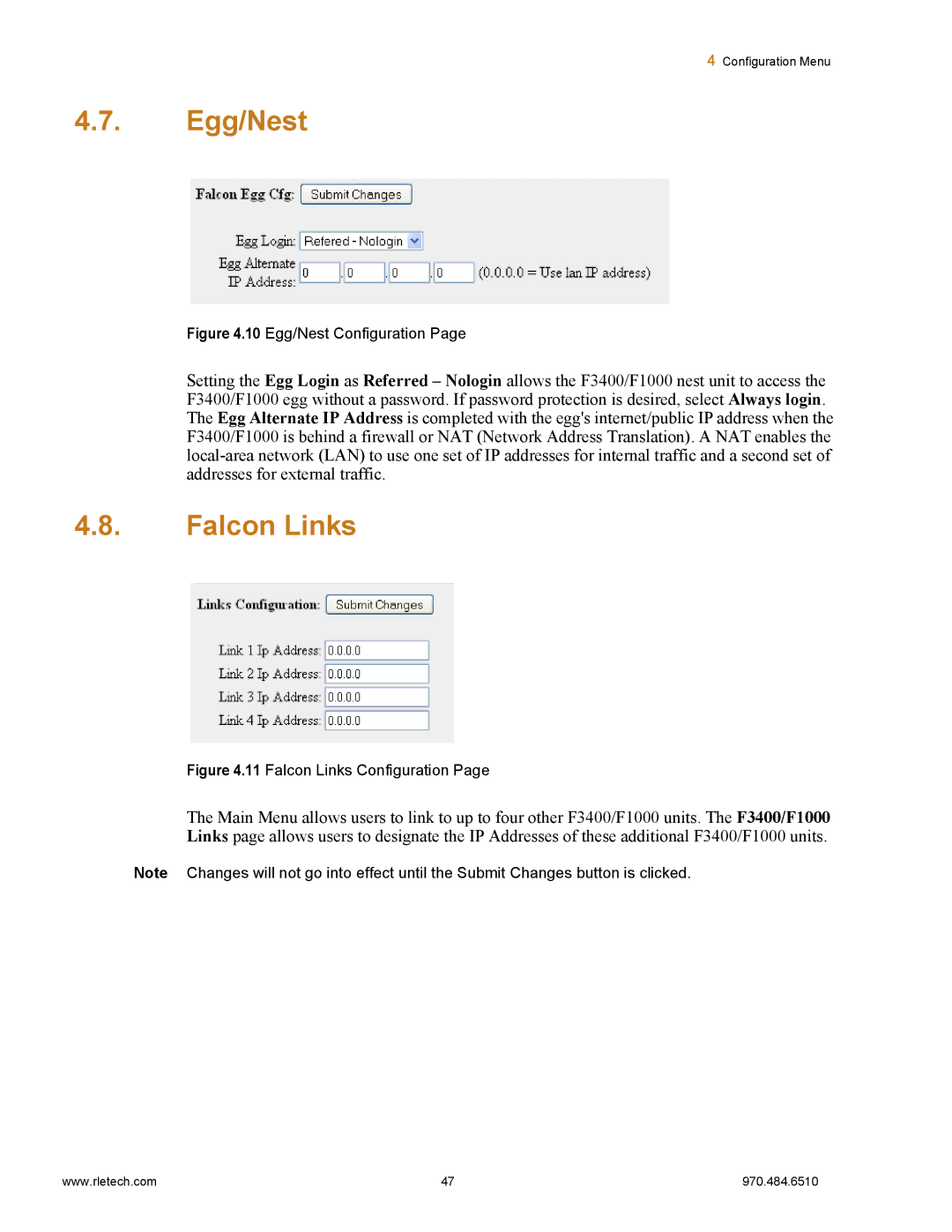 Falcon F3400, F1000 manual Egg/Nest, Falcon Links 