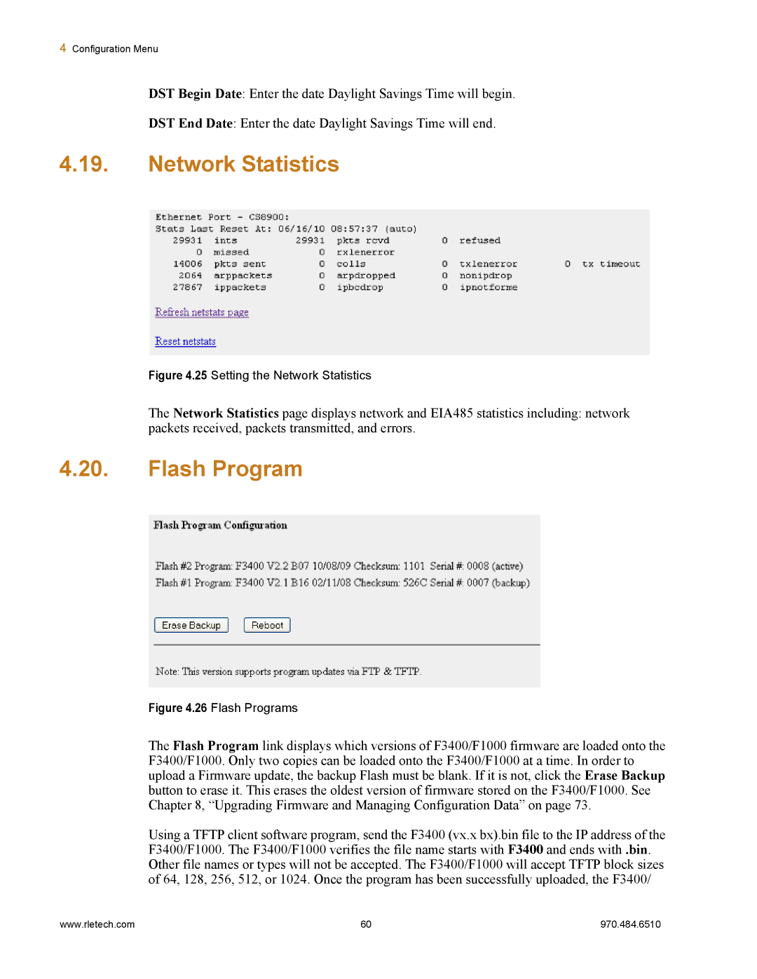 Falcon F1000, F3400 manual Network Statistics, Flash Program 