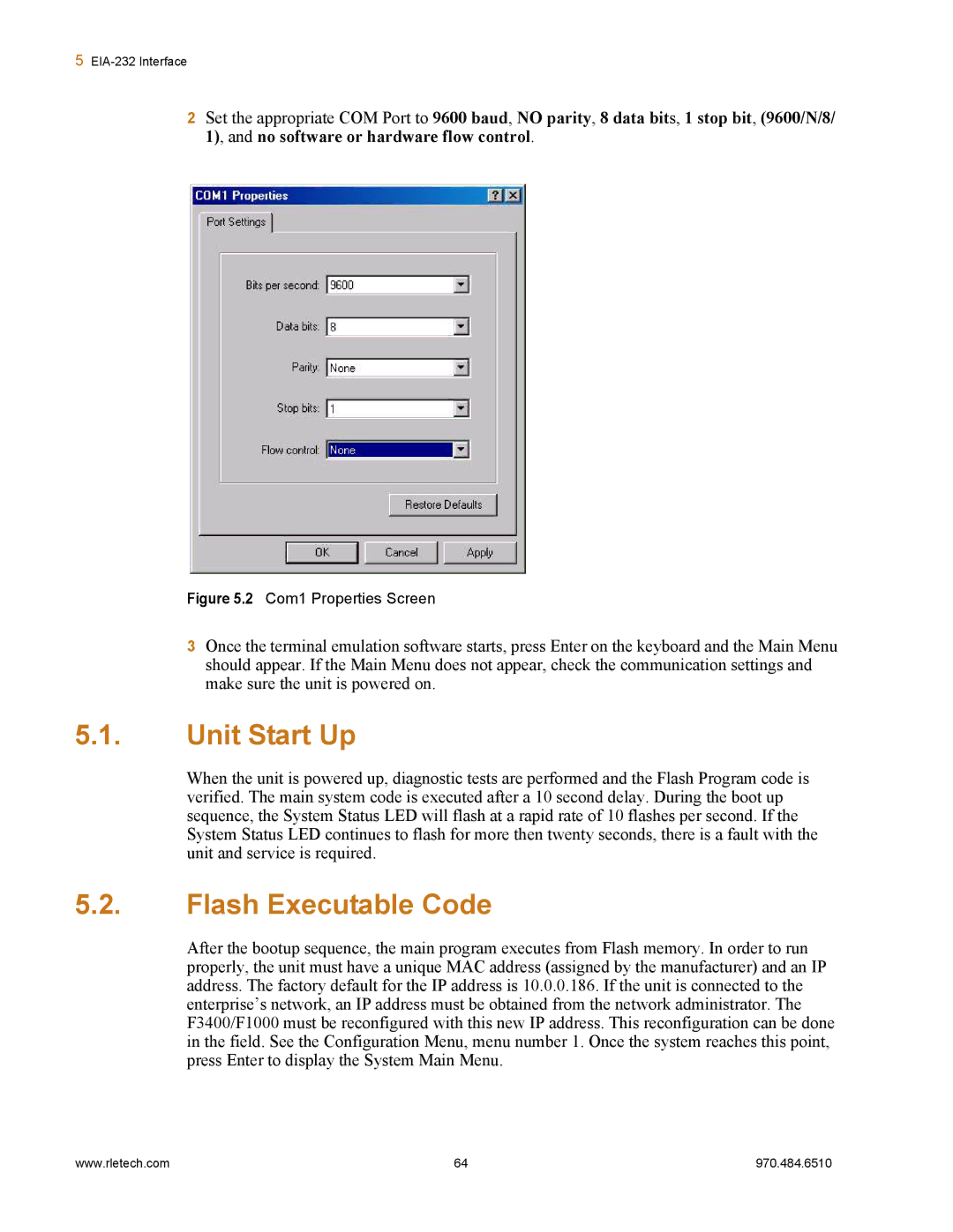 Falcon F1000, F3400 manual Unit Start Up, Flash Executable Code 