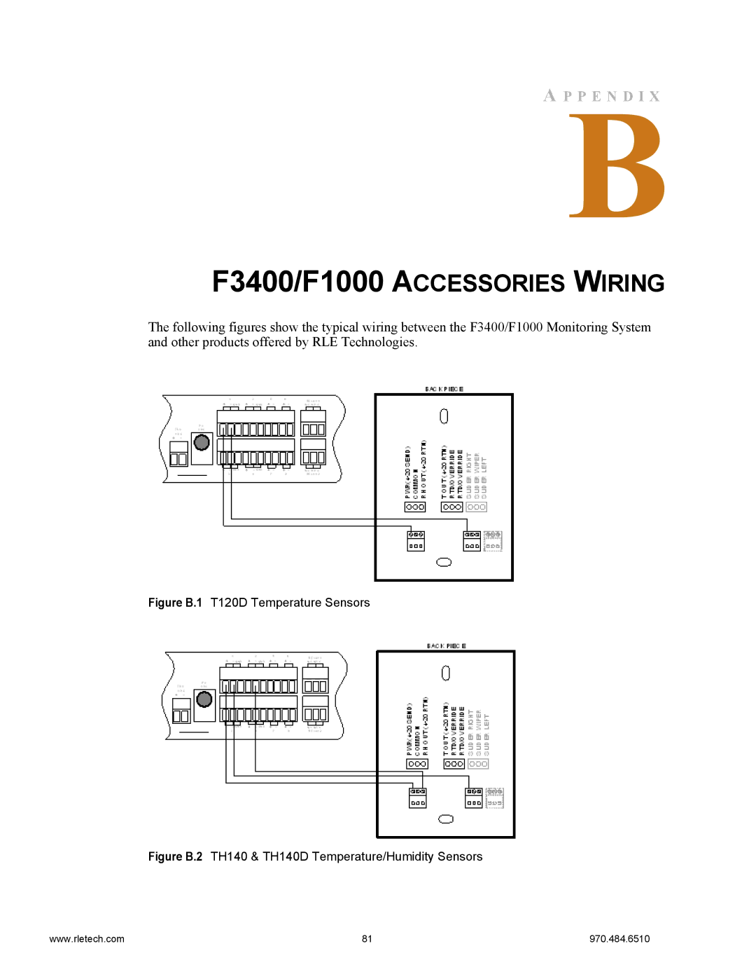 Falcon manual F3400/F1000 Accessories Wiring, Figure B.1 T120D Temperature Sensors 