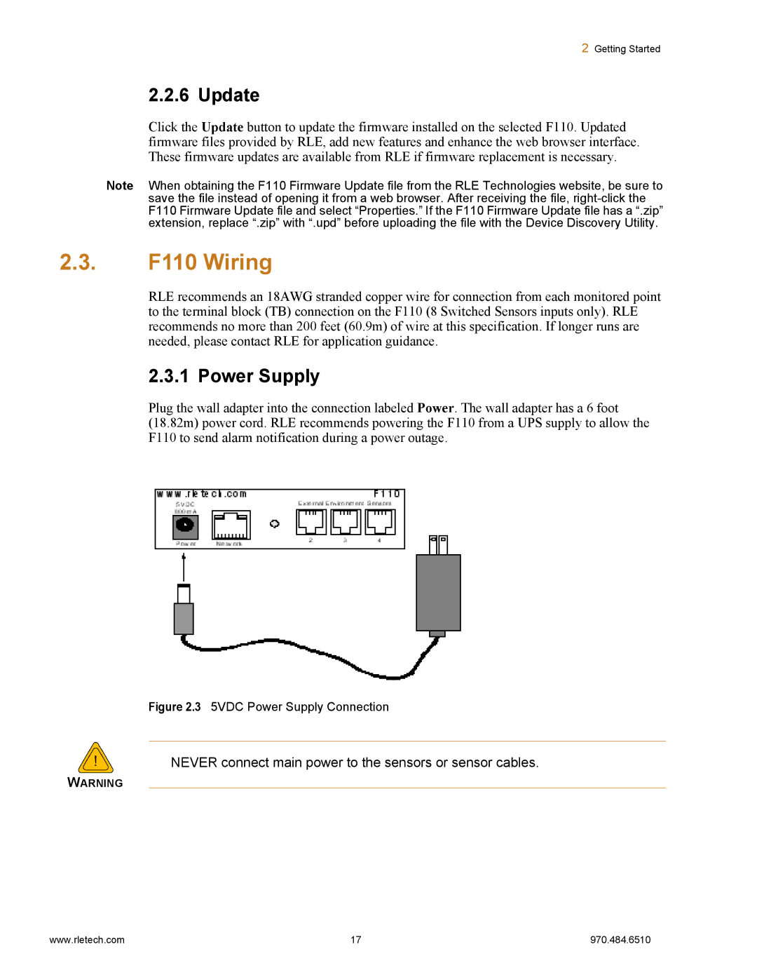 Falcon manual F110 Wiring, Update, Power Supply 