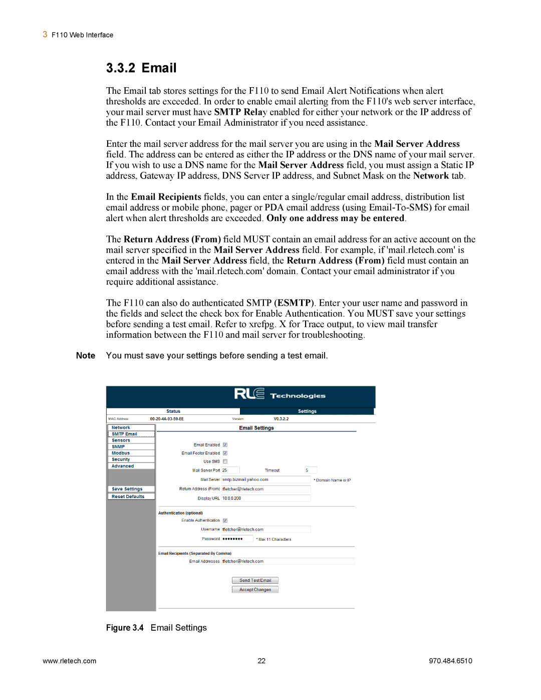 Falcon F110 manual Email Settings 