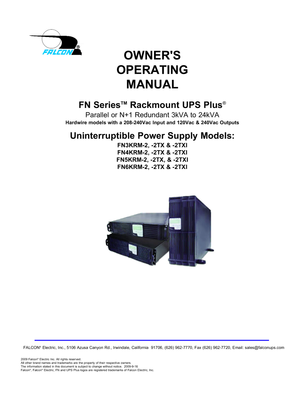 Falcon FN4KRM-2TXI, FN6KRM-2TXI, FN3KRM-2TXI manual Owners Operating Manual 