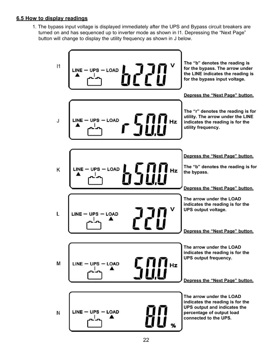 Falcon FN3KRM-2TXI, FN4KRM-2TXI, FN6KRM-2TXI manual How to display readings 