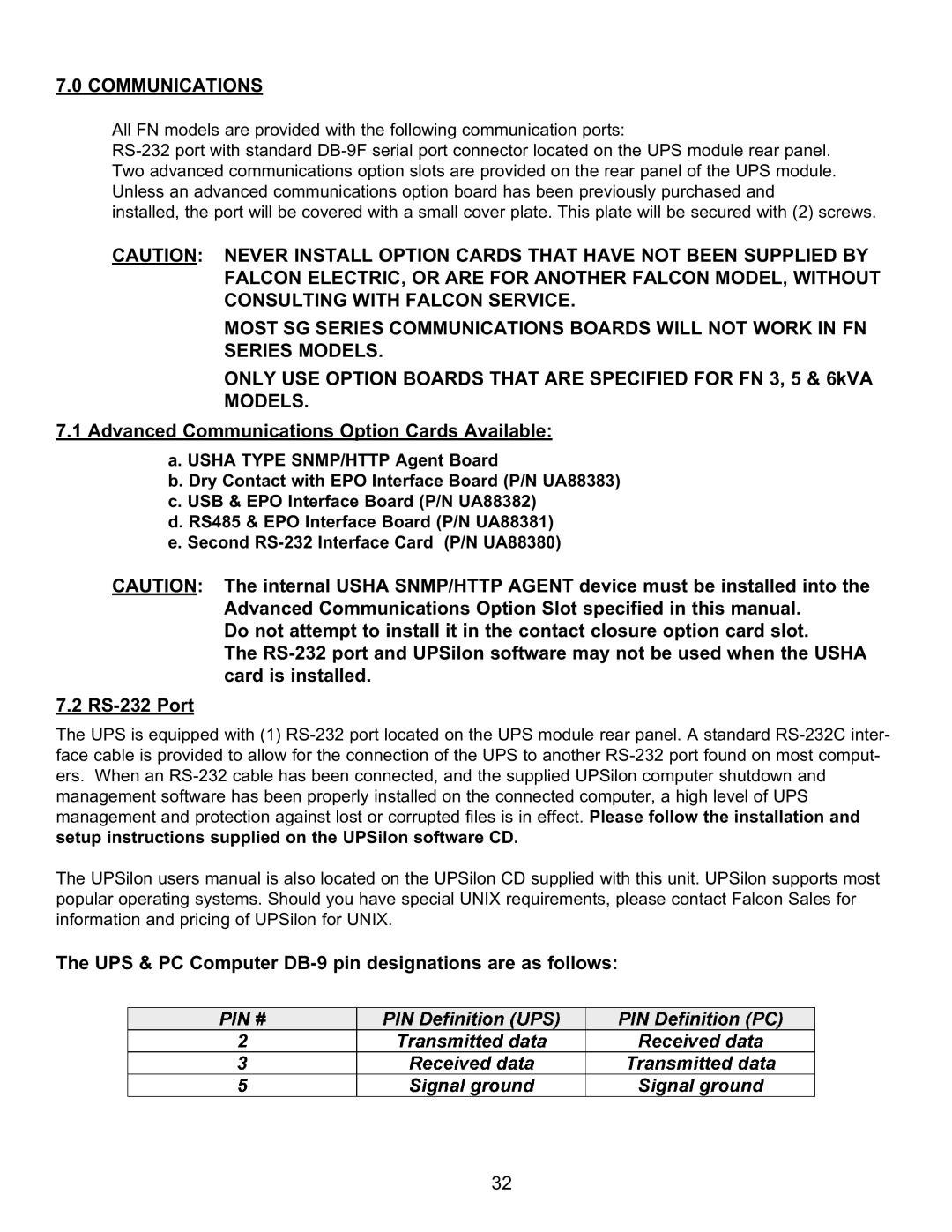 Falcon FN4KRM-2TXI, FN6KRM-2TXI, FN3KRM-2TXI manual Models, Advanced Communications Option Cards Available 