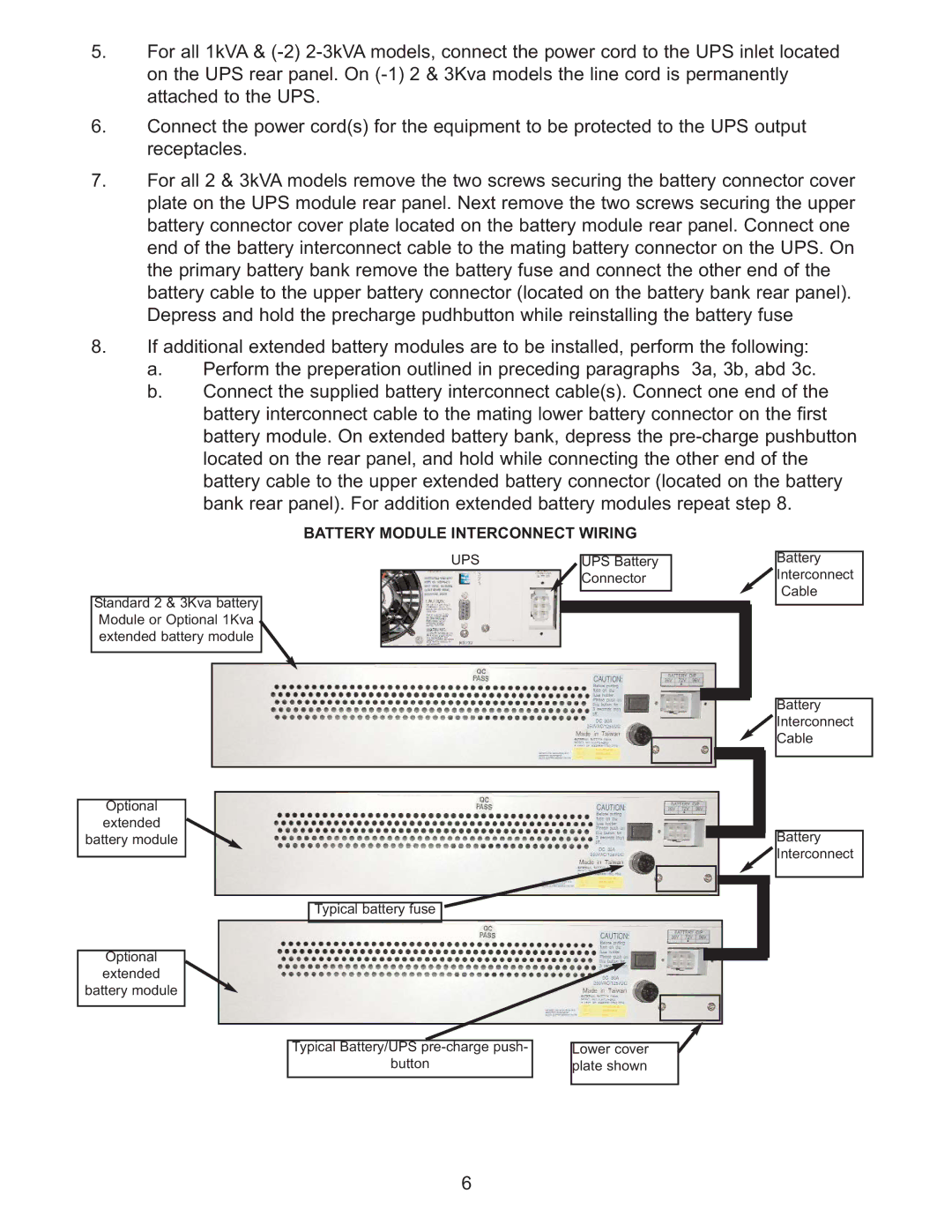 Falcon SG1KRM-2TU, SG3KRM-1TU, SG2KRM-1TU, SG3KRM-2TU, SG2KRM-2TU, SG1KRM-1TU Battery Module Interconnect Wiring, Ups 