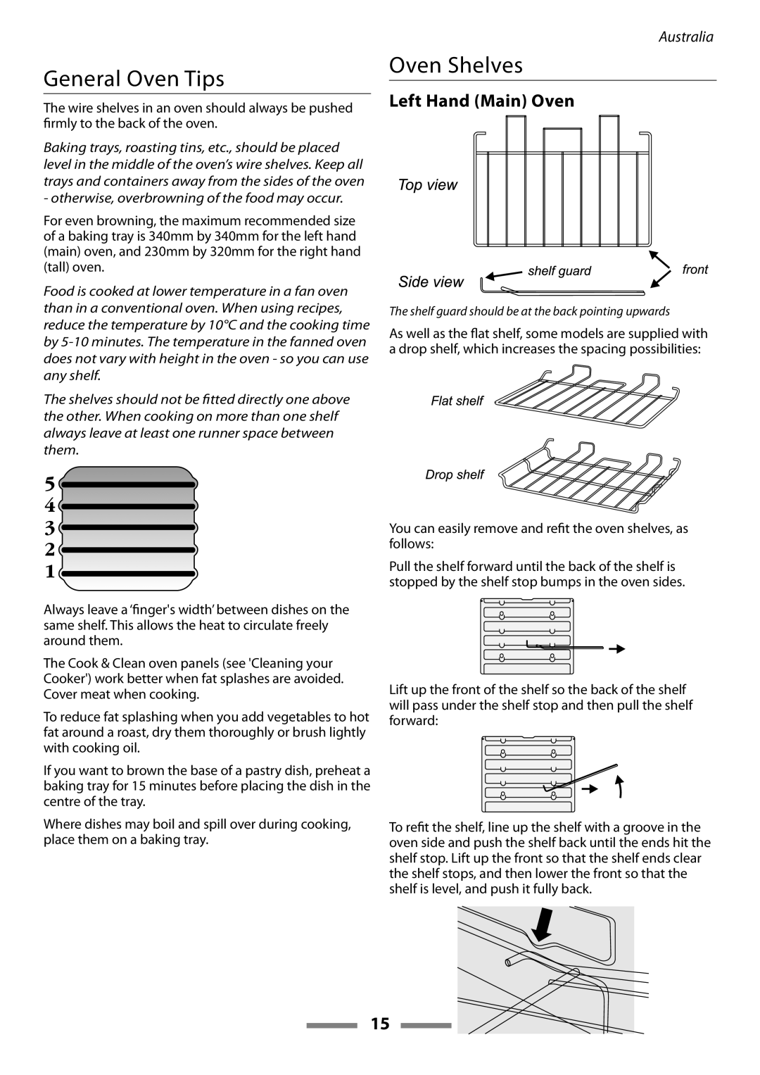 Falcon U109635-02 manual General Oven Tips, Oven Shelves, Left Hand Main Oven 