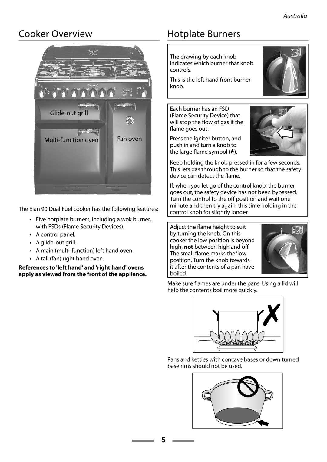 Falcon U109635-02 manual Cooker Overview Hotplate Burners 