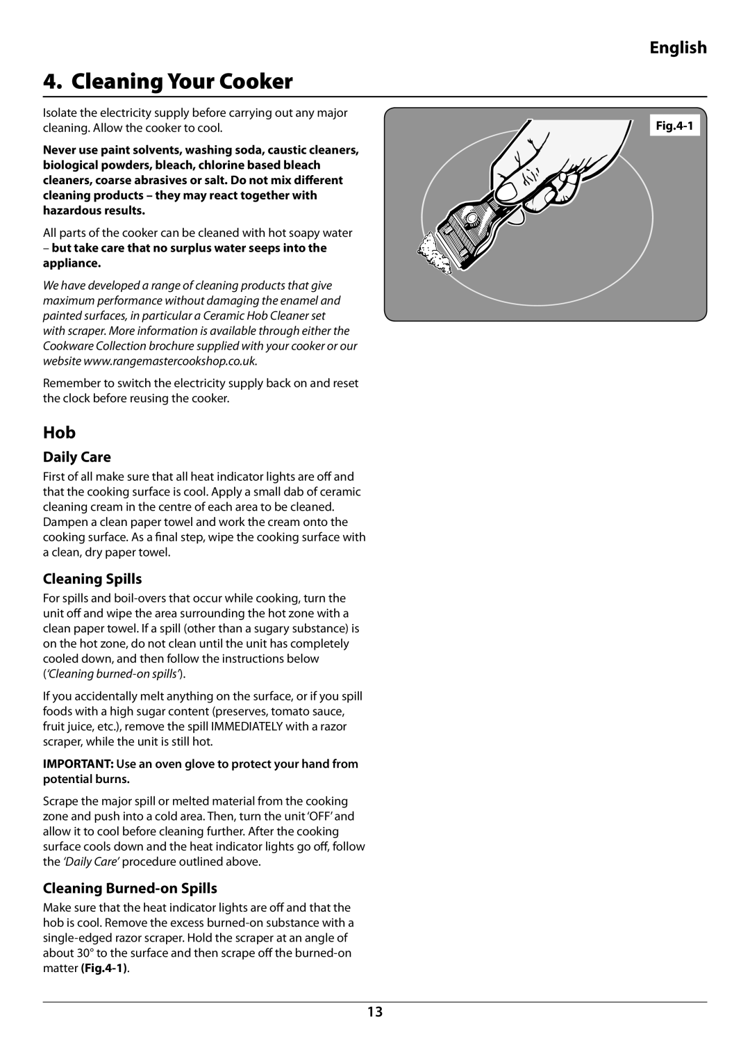 Falcon U109988 - 02 manual Cleaning Your Cooker, Daily Care, Cleaning Spills, Cleaning Burned-on Spills 