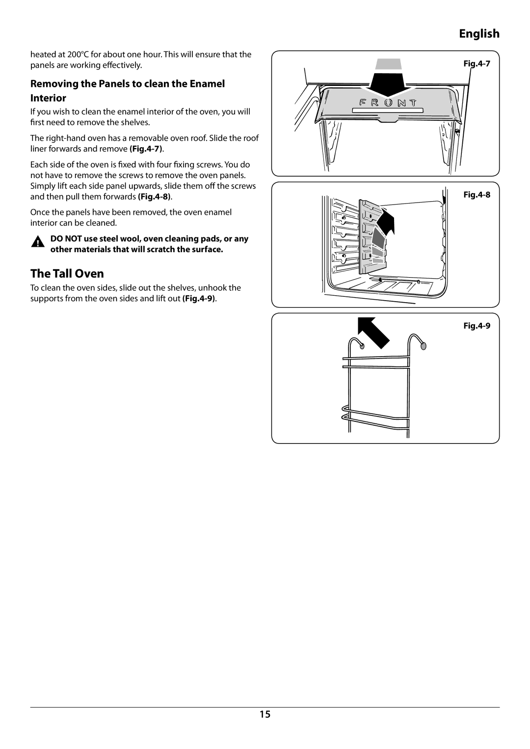 Falcon U109988 - 02 manual Tall Oven, Removing the Panels to clean the Enamel Interior 