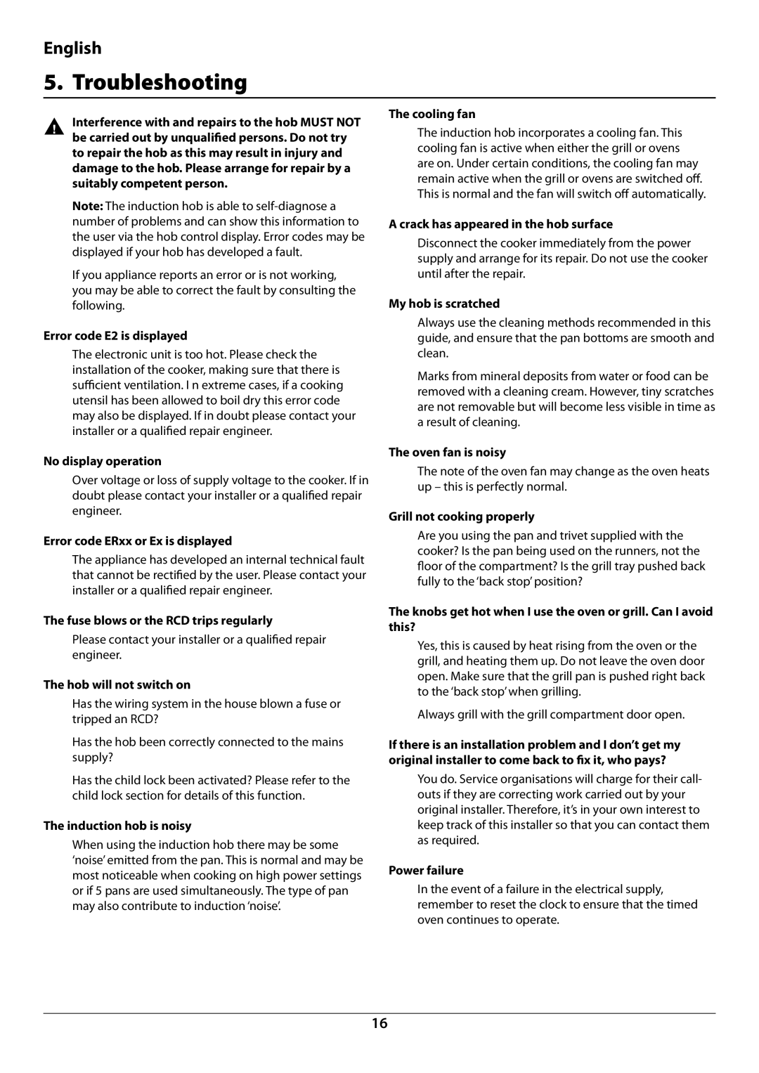 Falcon U109988 - 02 manual Troubleshooting 