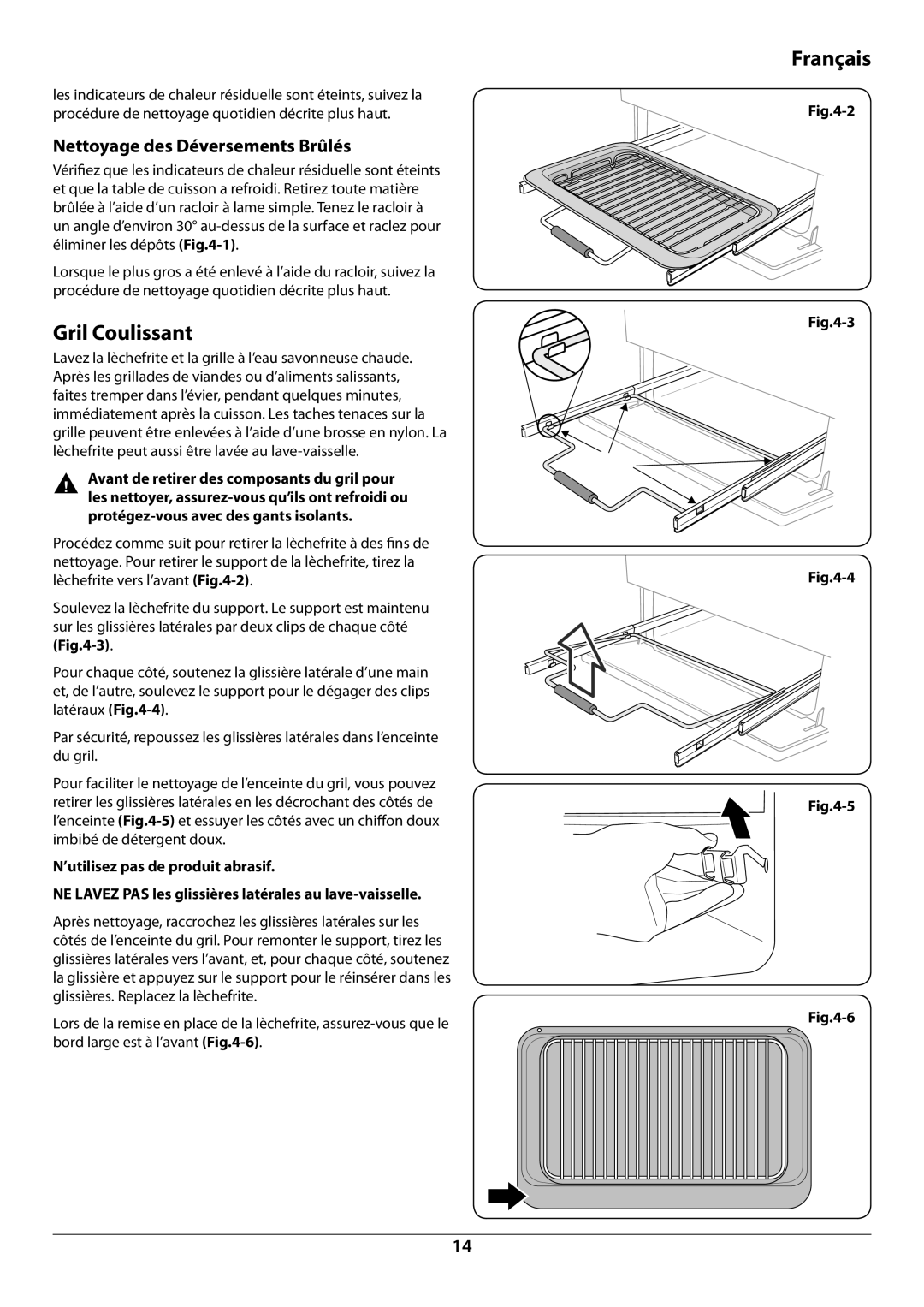 Falcon U109988 - 02 manual Gril Coulissant, Nettoyage des Déversements Brûlés 