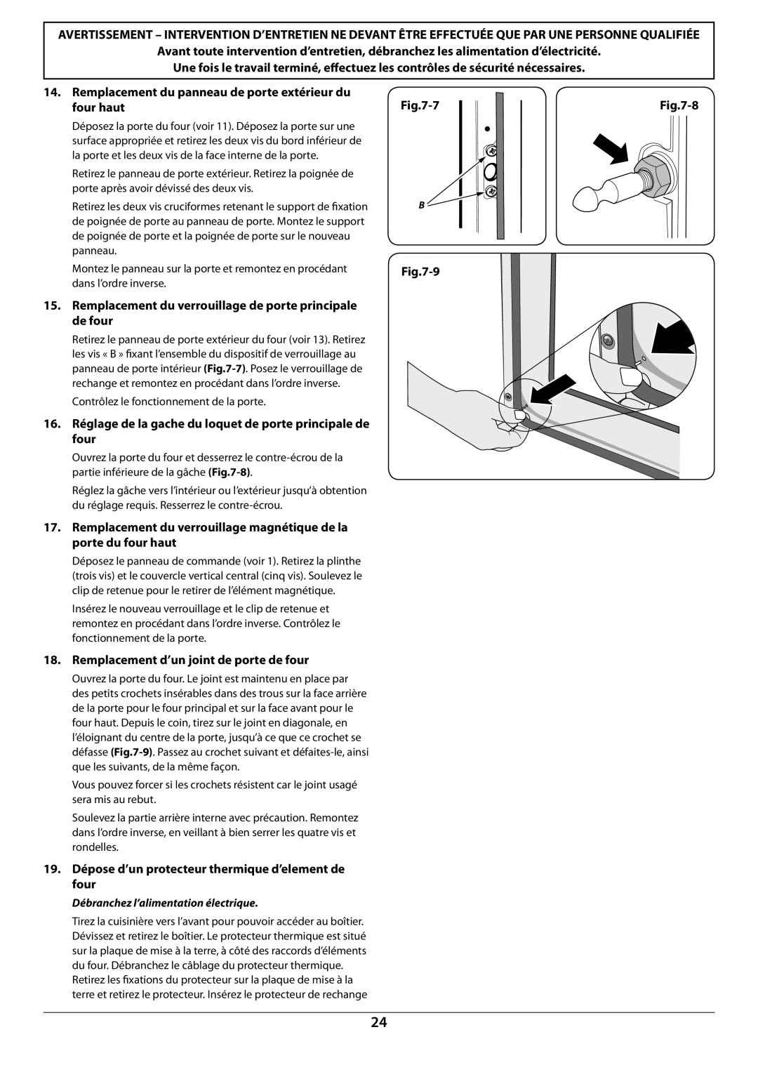 Falcon U109988 - 02 Remplacement du verrouillage de porte principale de four, Remplacement d’un joint de porte de four 