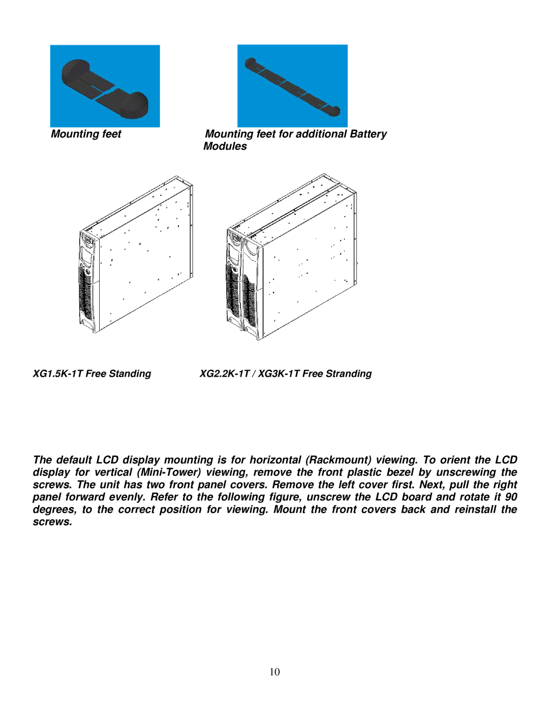 Falcon XG2.2K-1T, XG1.5K-1T, XG3K-1T manual Mounting feet Mounting feet for additional Battery Modules 