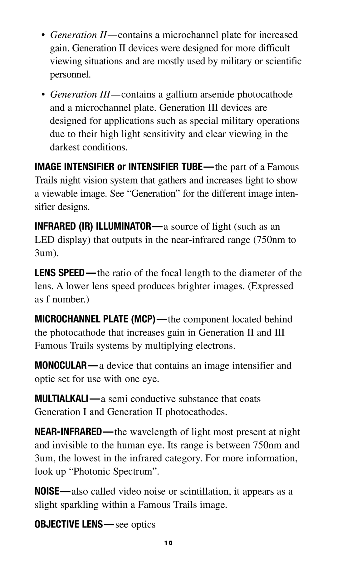 Famous Trails Ft 380 quick start Objective Lens -see optics 