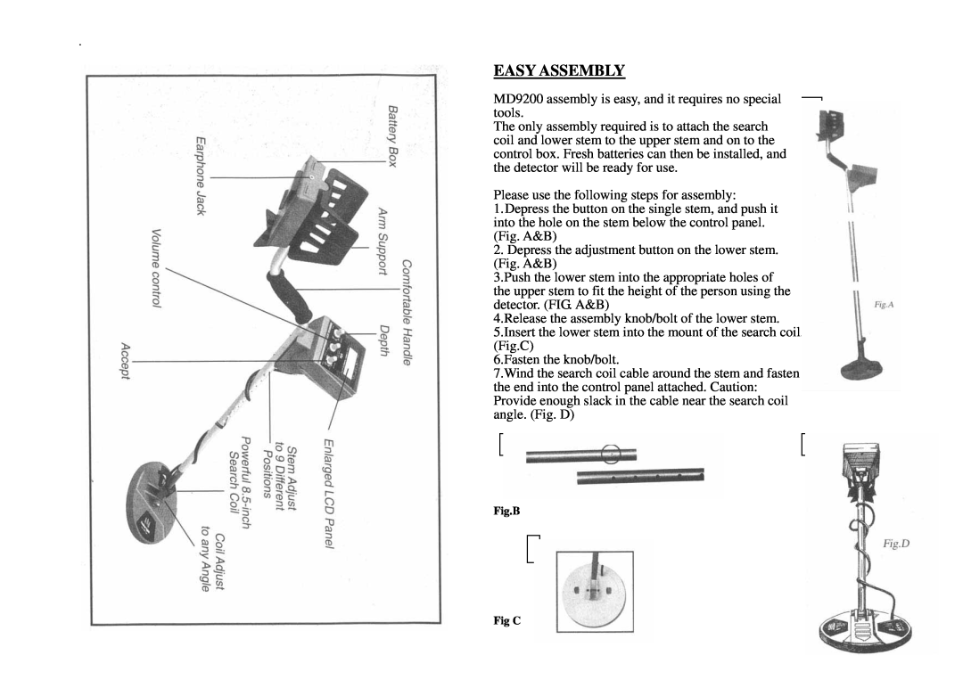 Famous Trails MD9200 owner manual Easy Assembly 