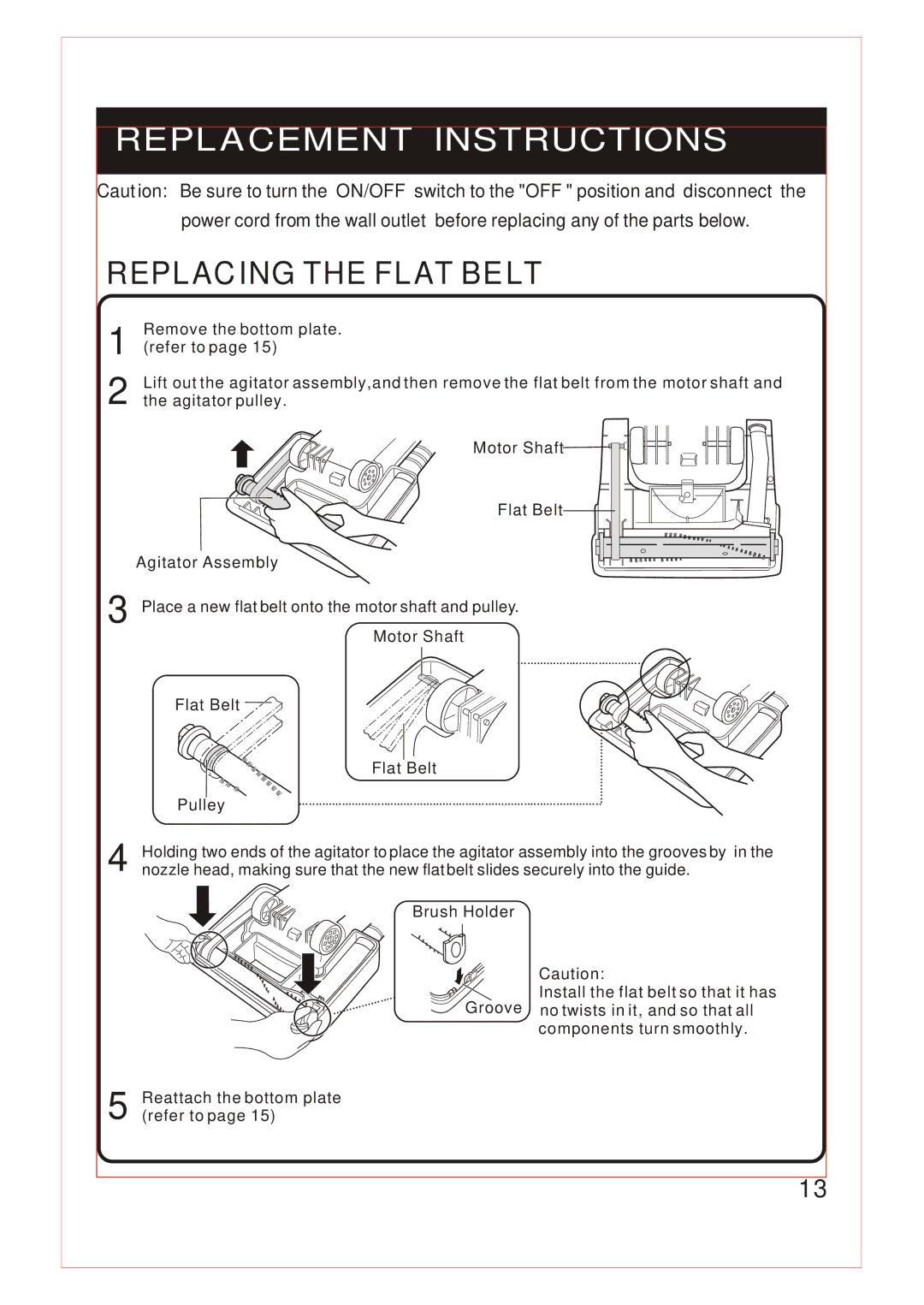 Fantom Vacuum FM740 B instruction manual Replacement Instructions 